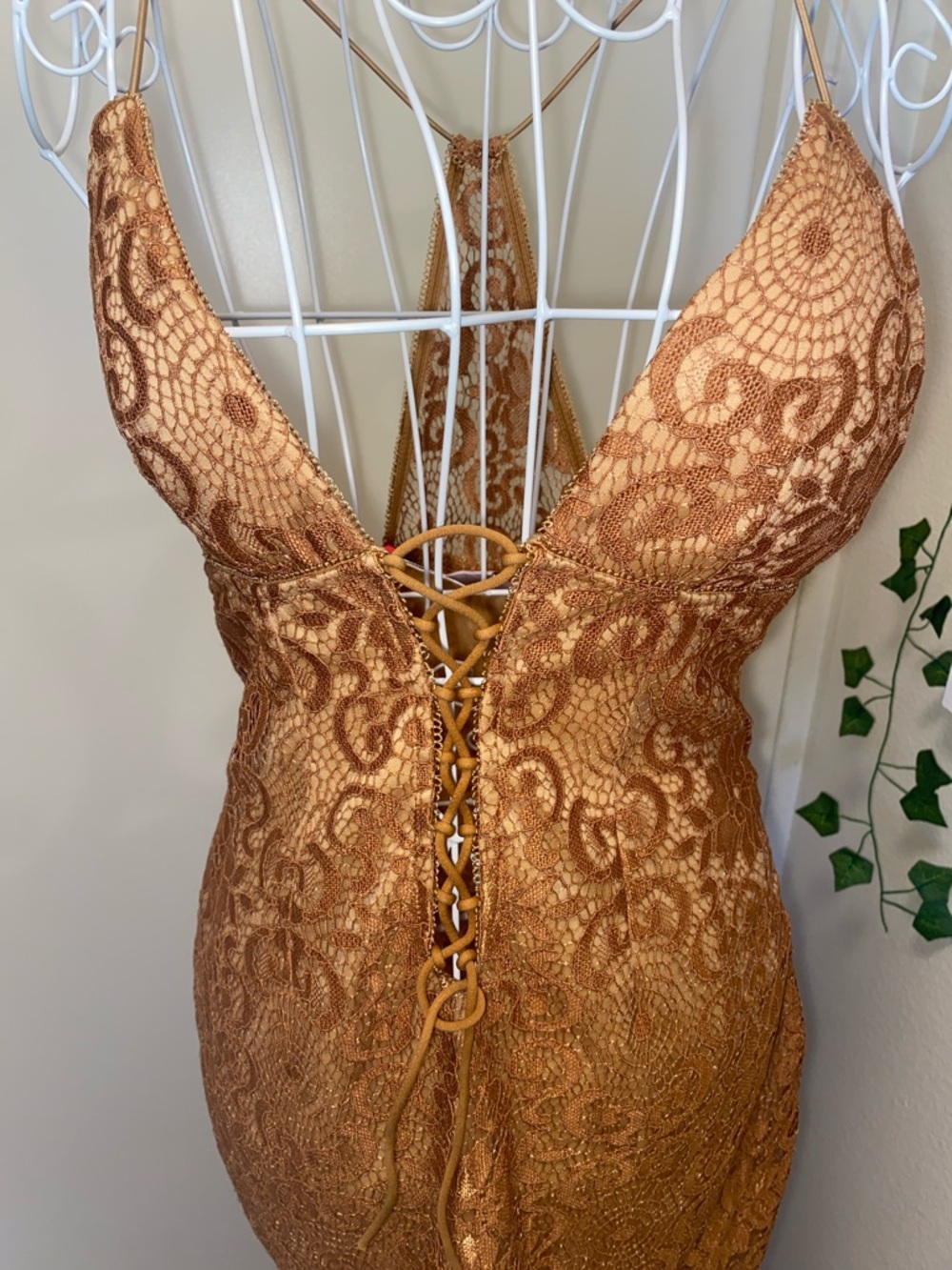 Lulu's Rust Lace-Up Bodycon Dress - Picture 5 of 5